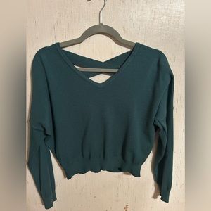 Green sweater crop top